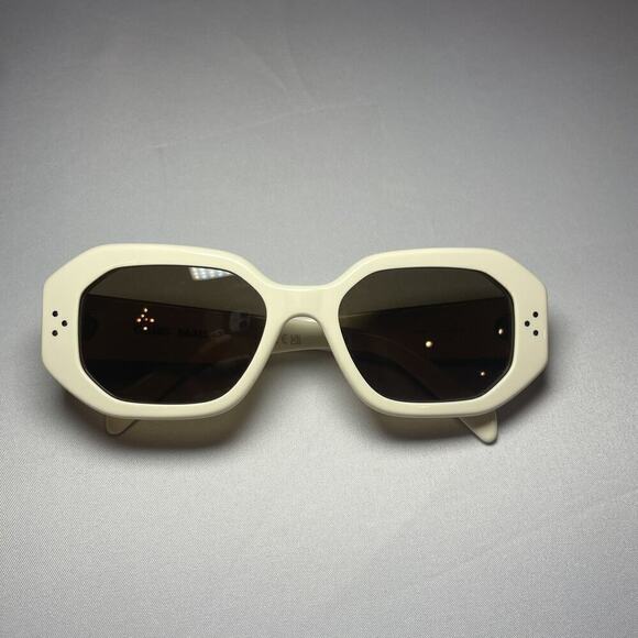 CELINE Unisex Square Oval Sunglasses White Ivory Dark Brown Lense CL40255I 25E main image 4